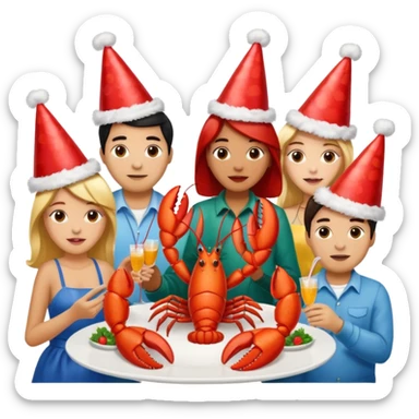 To many people eating lobster at a family party sticker