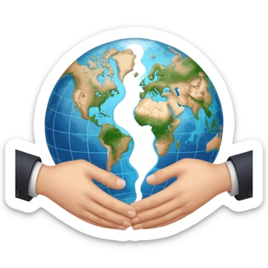 Shake hands emoji with heart and globe showing negotiation of climate change  sticker