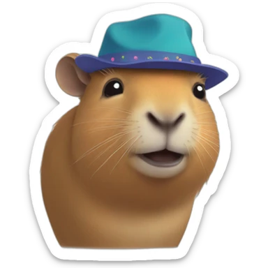 capybara in a festival cap sticker