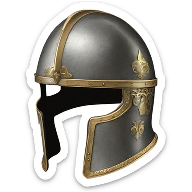 ornate french full-face armet helmet intricate inlays sticker