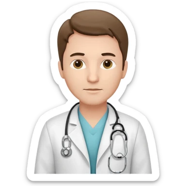 Cardiac sonographer male long white coat or scrubs sticker