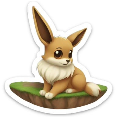 Eevee sitting in front of the world  sticker