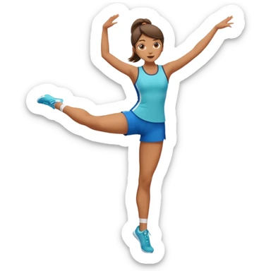 The girl stands on one leg, raising her leg to the very top  sticker