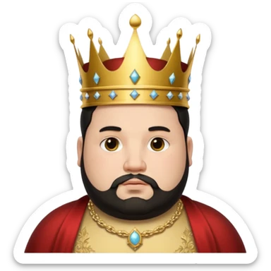 Bearded King, young fat king with short black beard, wearing crown
 sticker