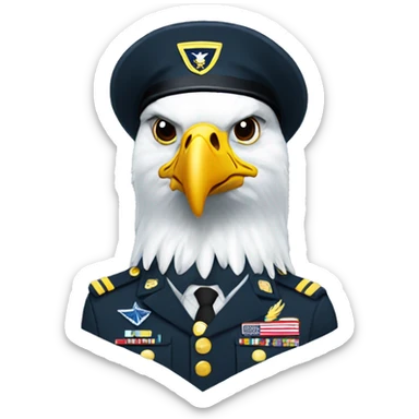 Bald eagle wearing us army uniform sticker