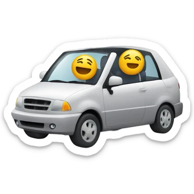 deux personne dans une voiture en entière qui roule et sortent la tête de la voiture sticker