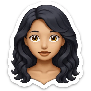 tan skin girl with long wavy black hair sticker