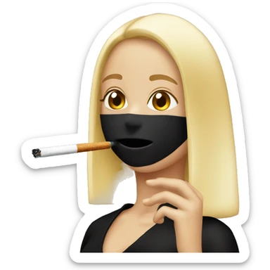 Blonde bob girl smoking a cigarette with black clothes sticker