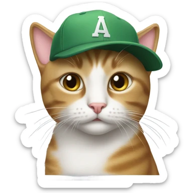 Cat with ball cap sticker