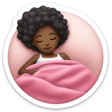 Black Girl sleeping with a pink blanket sticker