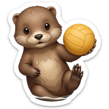 adorable otter floating on water holding a volleyball with both paws above water sticker