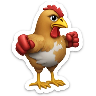 Gallina con guantes de Box sticker