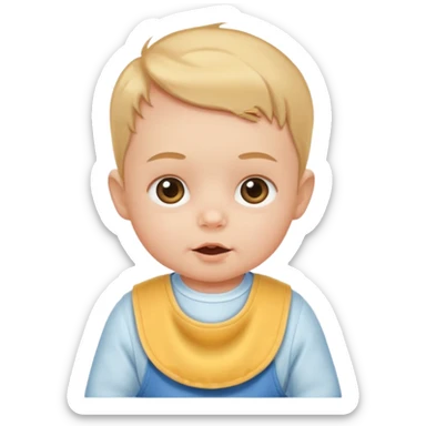 baby with bib sticker
