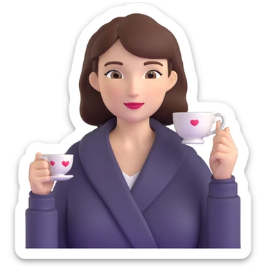 Sophisticated British woman holding teacup in one hand with perfect posture and refined gesture sticker