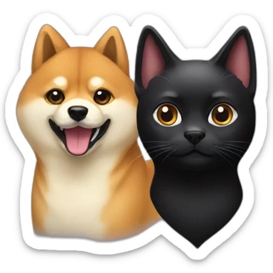 shibainu and black cat sticker