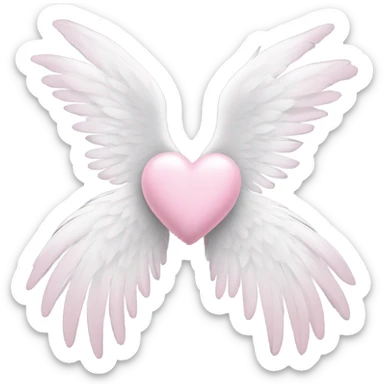 pastel pink heart with white wings sticker