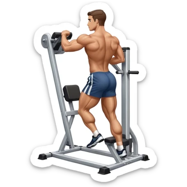 side-view of guy using calf-raise machine sticker