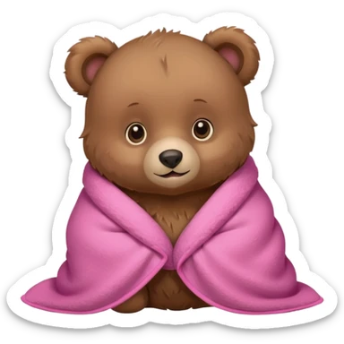 Baby bear in pink blanket sticker