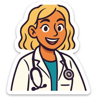 Latina doctor with light blonde hair, detailed and expressive sticker