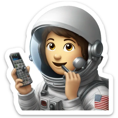 radioamateur avec talkie a la main et une antenne a la recherche de l'iss sticker