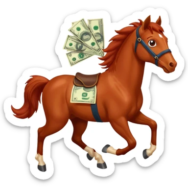 red horse agressive running happiness money sticker