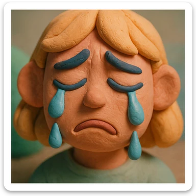 Tears in claymation style, matte texture with soft pastel colors. sticker