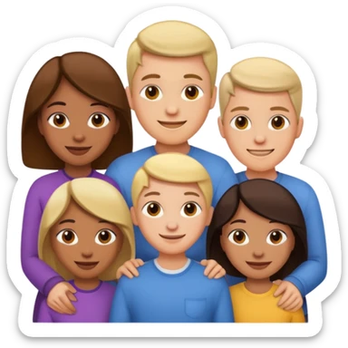 A line of 5 people standing one behind the other sticker