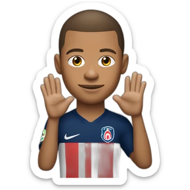 Mbappe avec la bouche ouverte et les mains derrière la tête sticker
