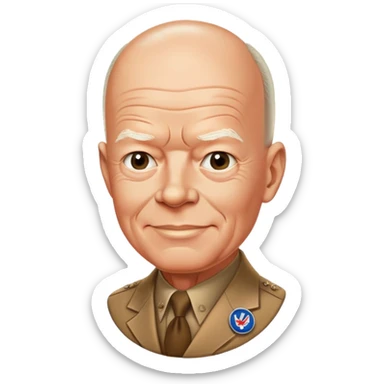 Eisenhower with his famous 'I Like Ike' campaign button and friendly expression sticker