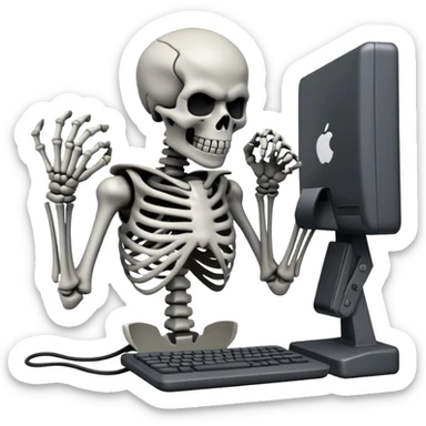 Angry skeleton, punching computer sticker