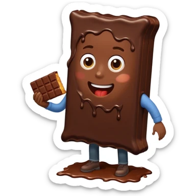 a man getting eaten by a chocolate bar sticker