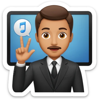 Professional who is presenting presentation transparent backdround with Lip Sync man requid  sticker