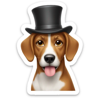 a dog with a hat sticker