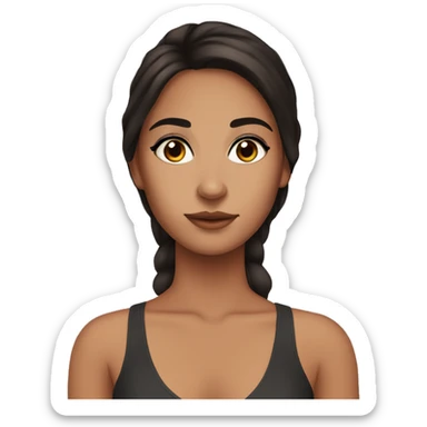 Pretty girl with brown eyes, dark hair, tan skin and winged eyeliner  sticker