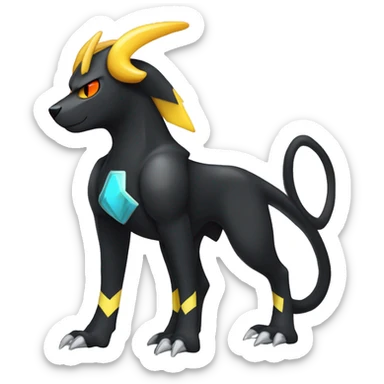 Cool Edgy Houndoom-Luxray Fakémon Digimon with Edgy markings, full body, outlined sticker