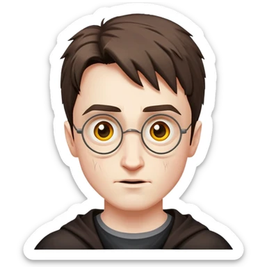 Harry Potter, in the middle of the forehead appear a Lightning-shaped scar  sticker