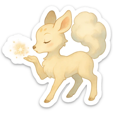 vanilla cloud doe, blowing a sparkling kiss, soft and dreamy sticker