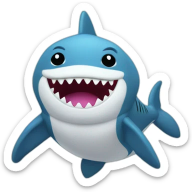 fluffy plush shark soft stuffed animal showing its belly sticker