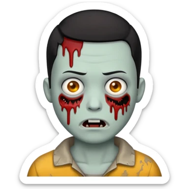 zombie emoji with buzz cut black hair and  sticker