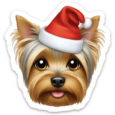 Yorkshire terrier Christmas hat  sticker