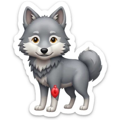 Create a single emoji of a Wolf in full body, shown at a slight side angle in a natural, characteristic pose. Cute and stylized like an emoji, but clearly recognizable.
 sticker