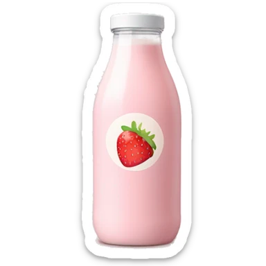 Strawberry milk in a soft pink bottle sticker