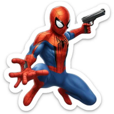 spider man avec un pistolet sticker