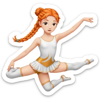 A young dancer with braided orange hair, practicing a gentle arabesque. sticker