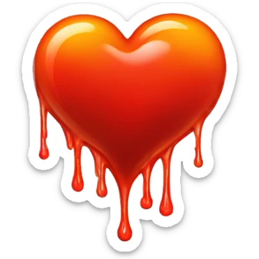 bleeding red heart glowing red-orange sticker