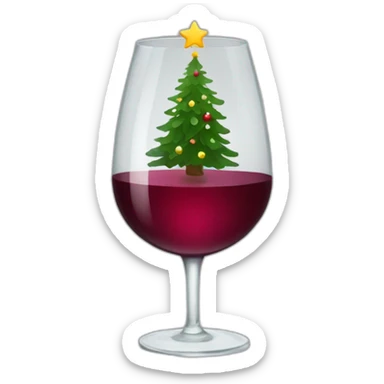Glass of wine with christmas tree  sticker