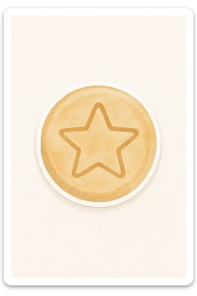 Convert the image to a playful, watercolor dalgona candy in sticker style with a white border, shaped like a circle. The style should be sticker-like, playful, and watercolor. sticker