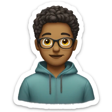 Boy wearing glasses and a hoodie with little bit beard sticker