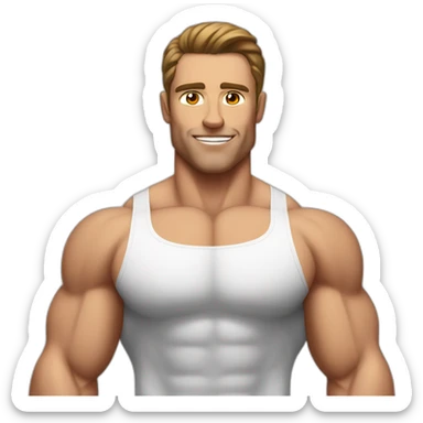 white man, brunette hair, bodybuilder, muscular body sticker