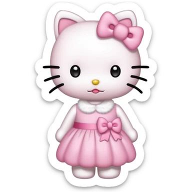 Hello Kitty with a pink bow and dress sticker